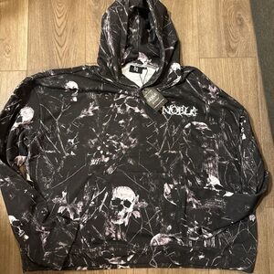 Men's Black Skull Print Hoodie Sweatshirt